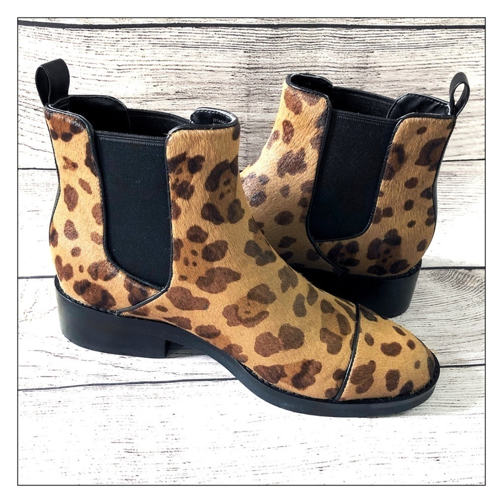 COLE Haan Mara Leopard Calf Hair Chelsea Boots 7.5